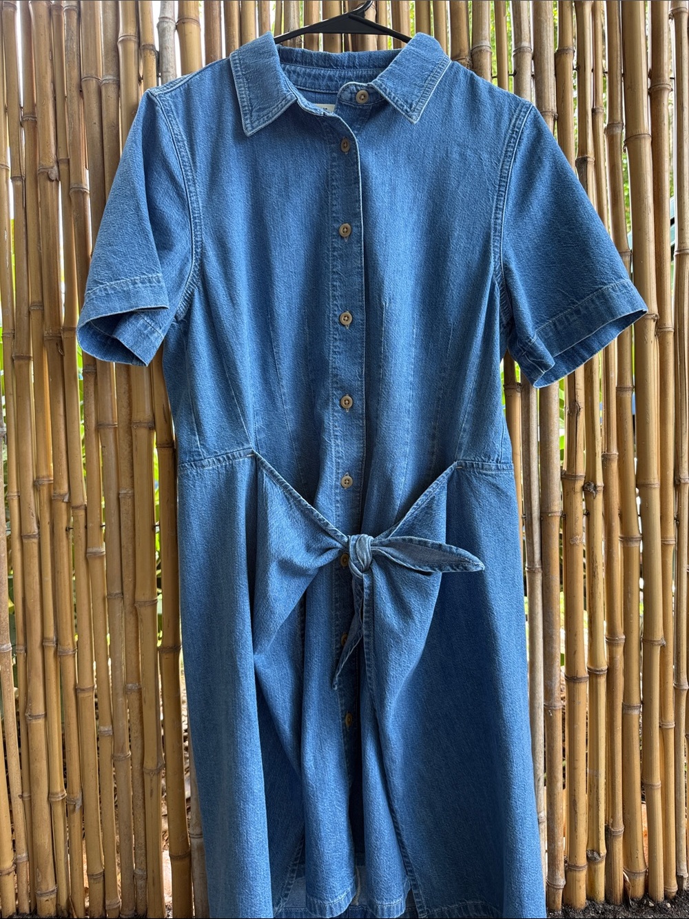 Madewell Blue Denim Button-Front Dress with Tie Waist